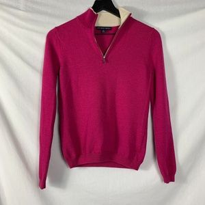 Magenta Brooks Brothers Merino Half Zip Sweater